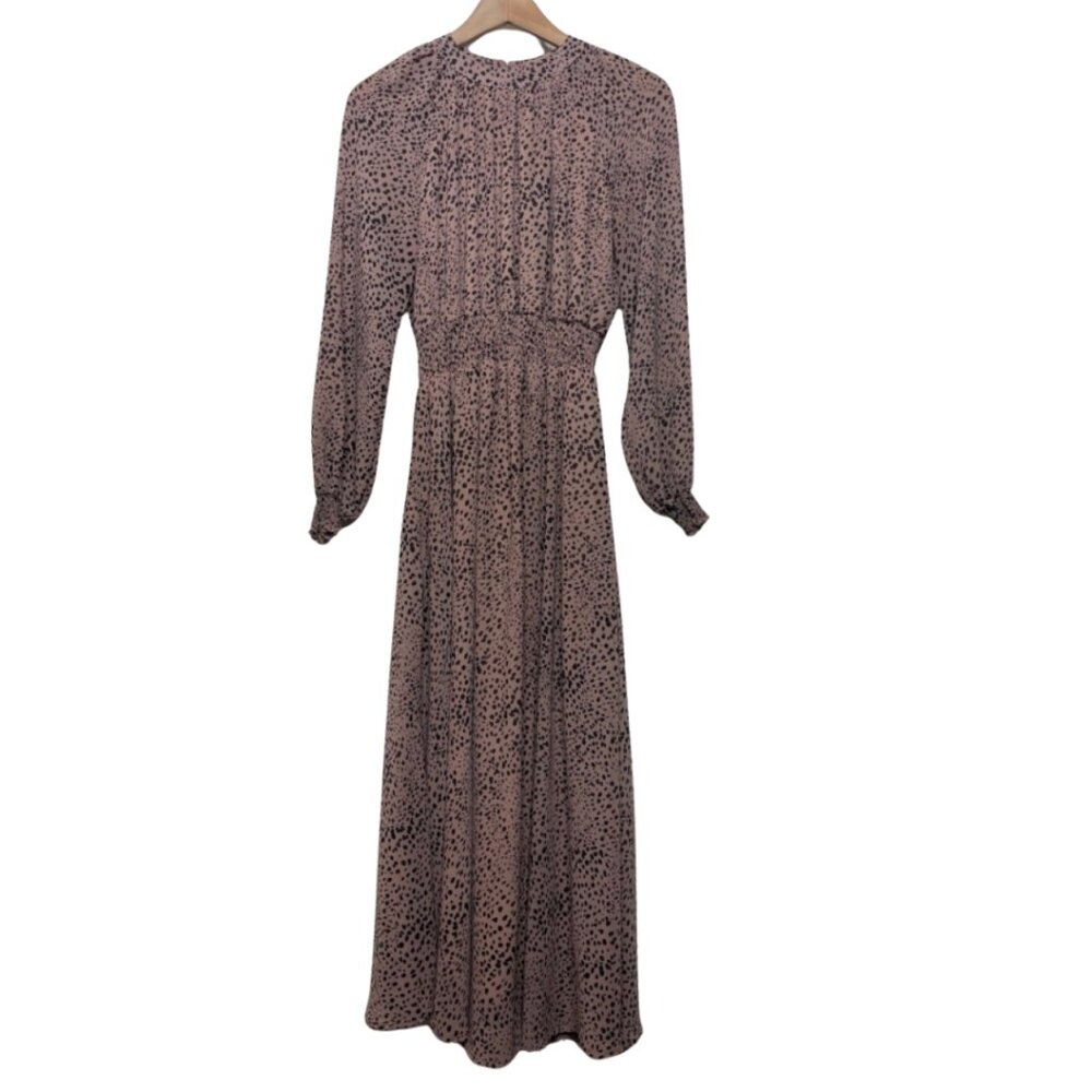 LARK + GREY | Chiffon Elastic Waist Blush Pink Animal Print Maxi Dress | Size M